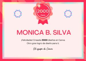 Insignia por haber creado 2000 diseños en Canva